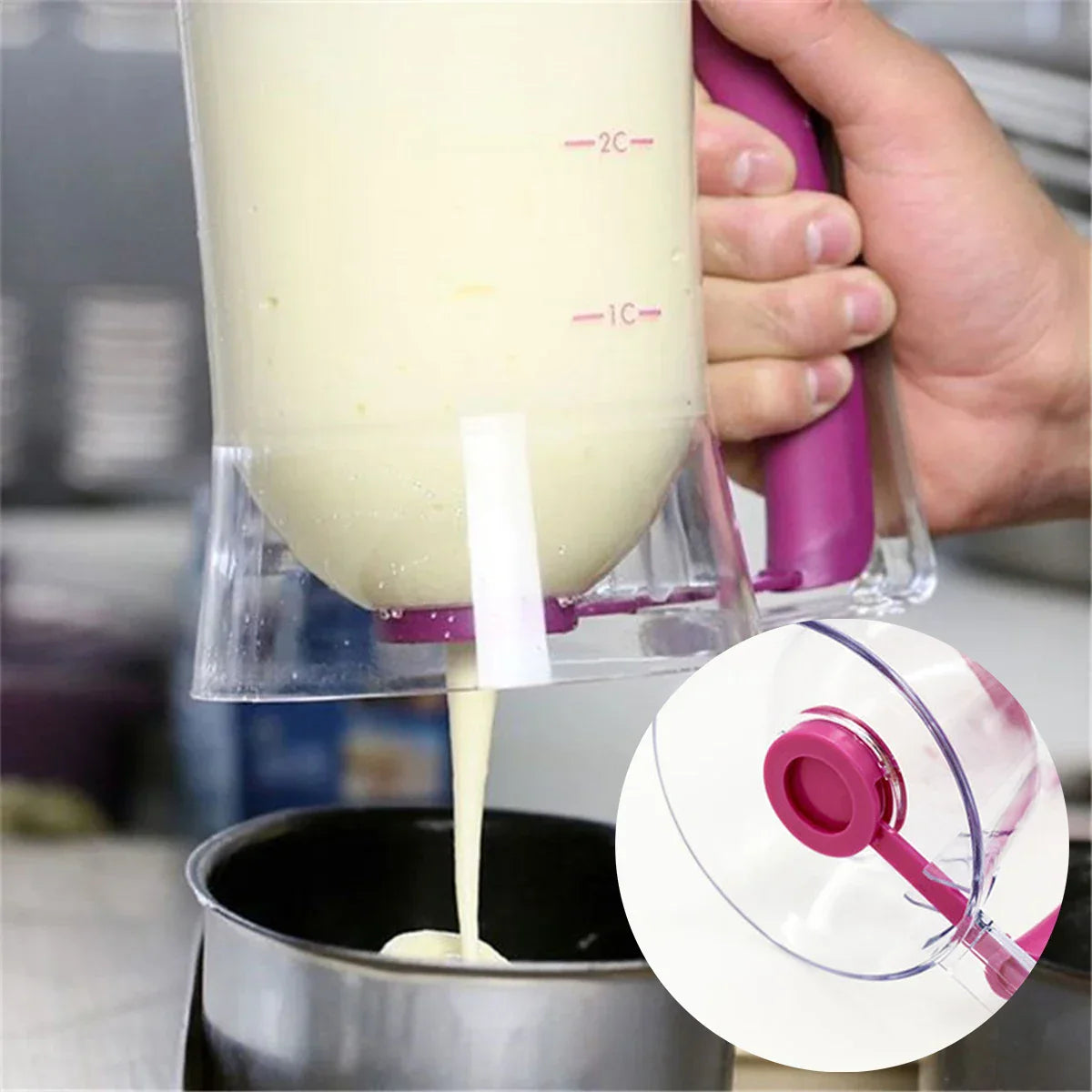 Effortlessly pour batter for cupcakes and pancakes!