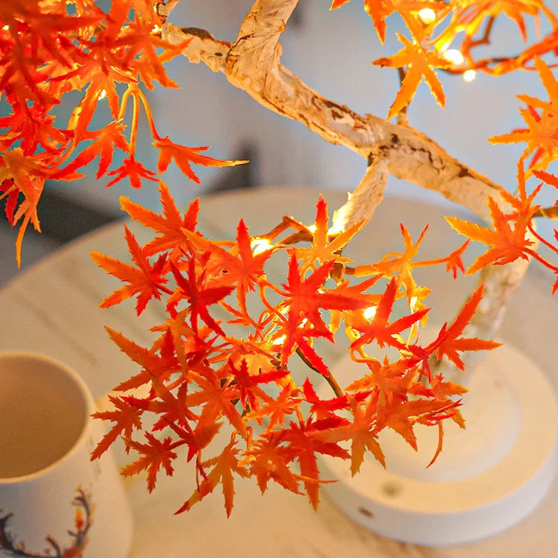 LED Maple Leaf Bonsai Tree Night Light – Decorative Table Lamp for Living Room and Bedroom