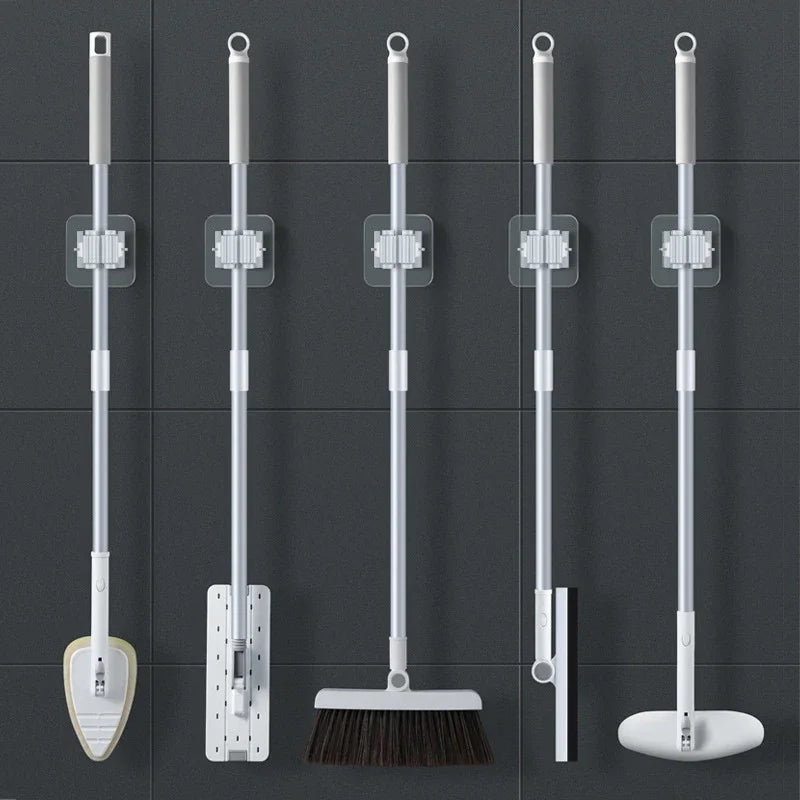 Mop holder FixoGrip | Self-adhesive & Waterproof | Wall mount without drilling | Set of 4