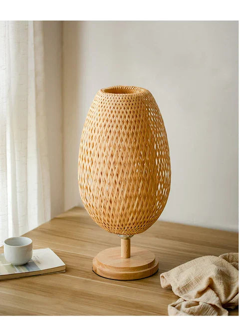 Rattan lamp - Stepless dimmable basket lamp for bedroom and living room decoration