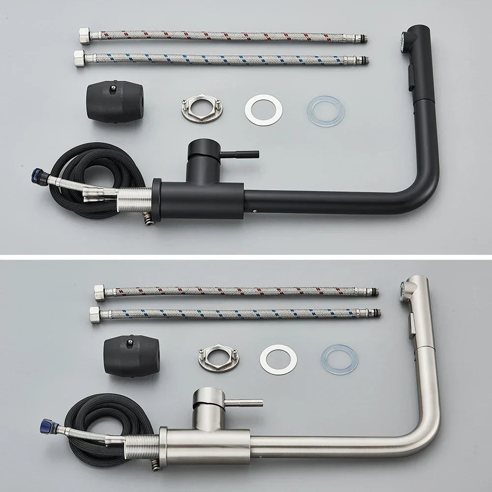 FlexiJet Black extendable kitchen faucet