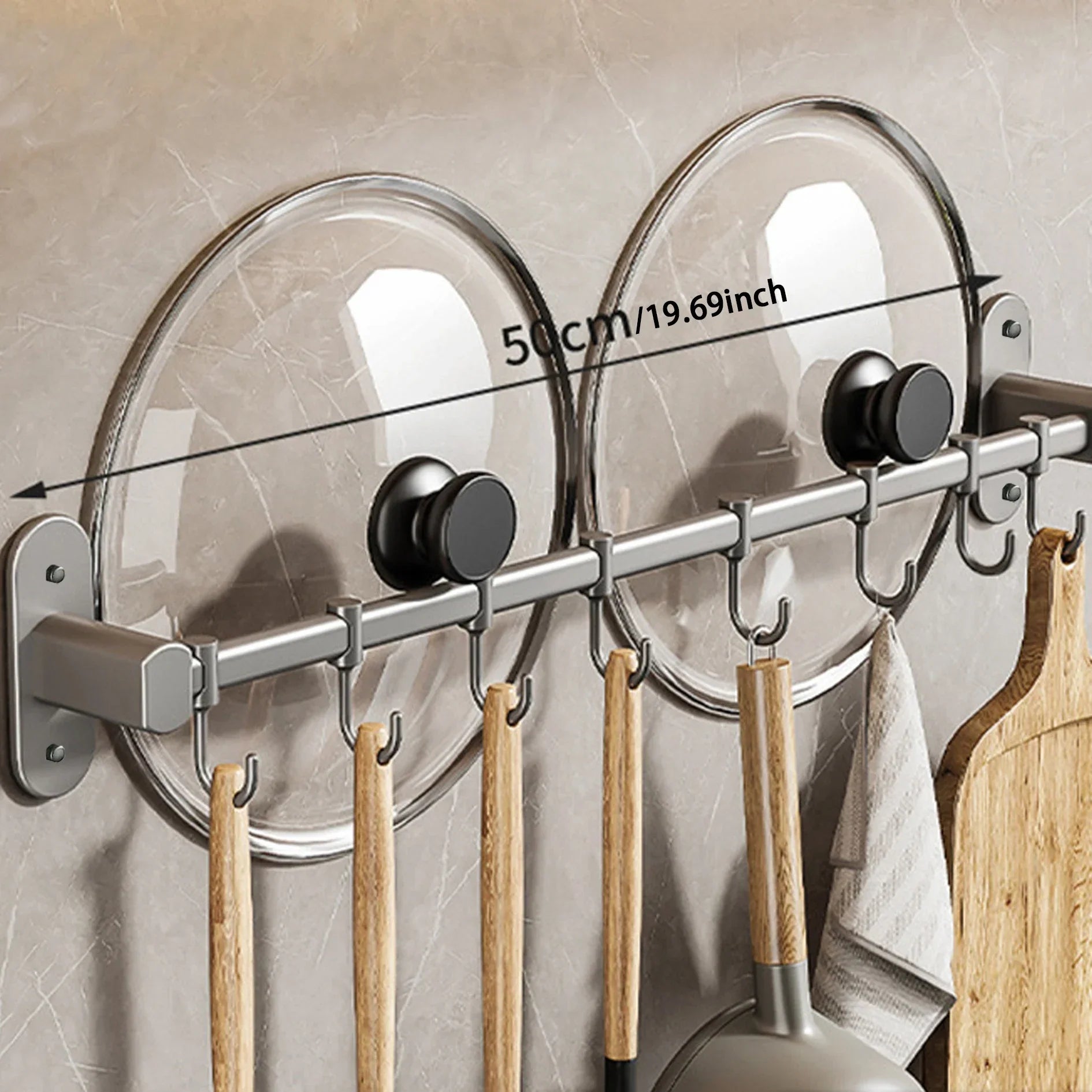 CookEase Kitchen Wall Shelf – Multifunctional Organizer for Lids, Spatulas & Kitchen Utensils