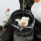 Lunaverde Solar Deco Fountain Duck & Squirrel | Garden Figure with LED Light | Weatherproof Resin | For Terrace & Balcony