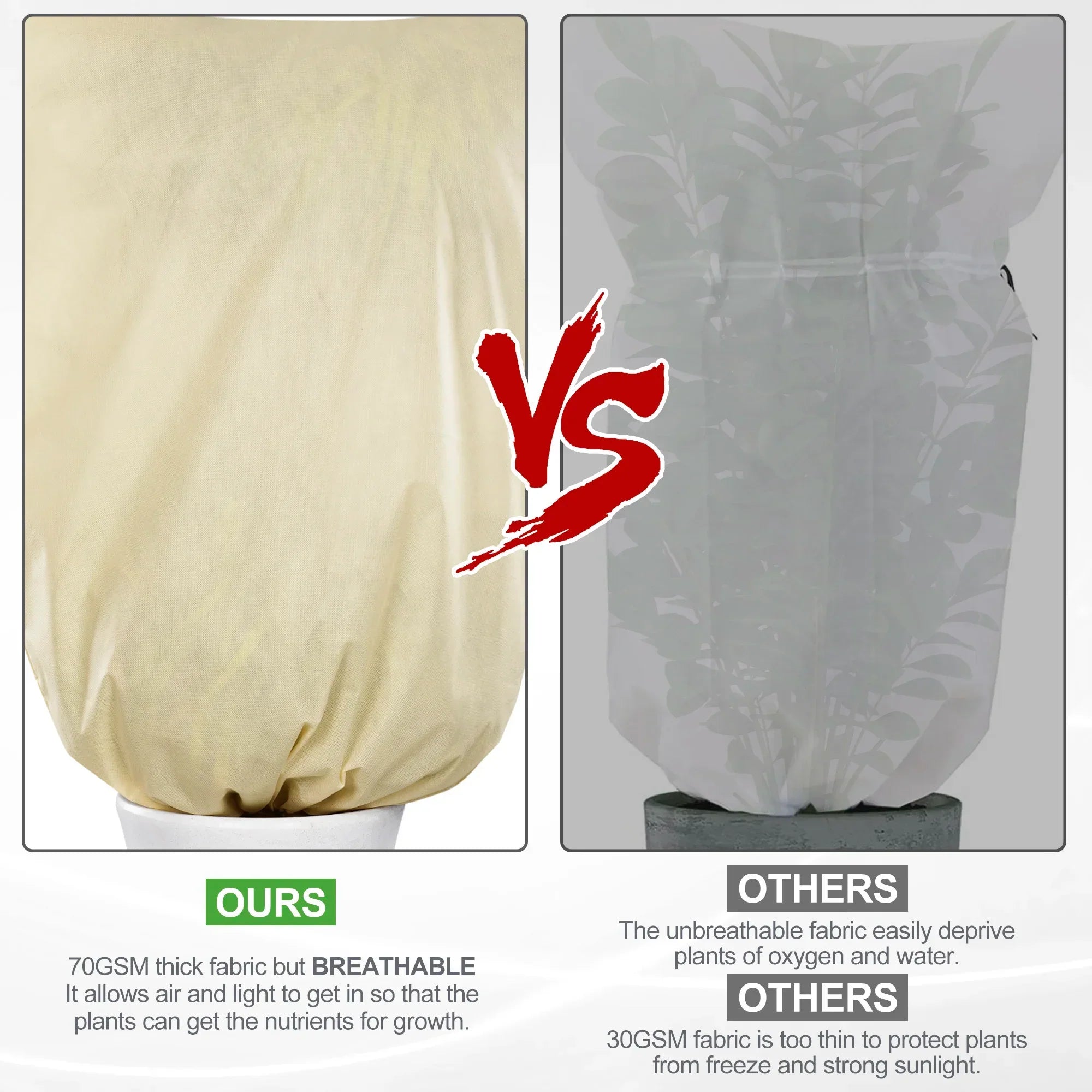Winter protection cover for plants - Frost protection with zipper and drawstring, breathable for palms and potted plants in the garden