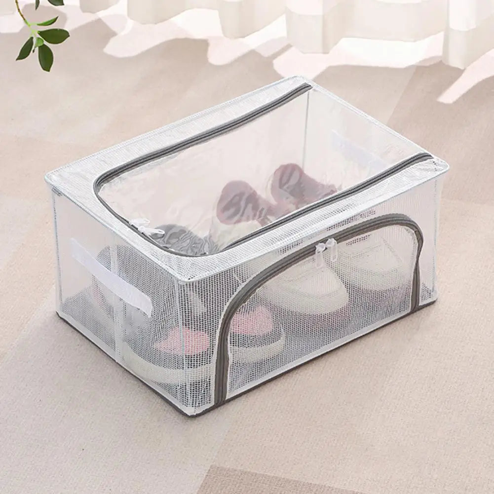 Foldable Stackable Shoe Storage Organizer, Clear Design