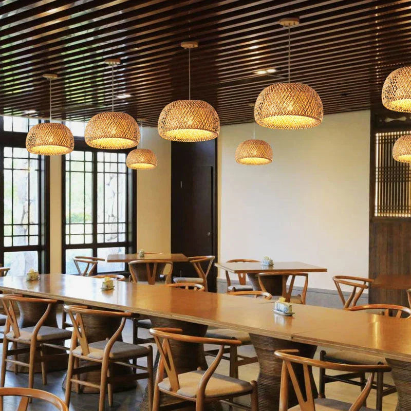 Luxora Handwoven Bamboo Pendant Light - Eco-friendly Ceiling Lamp
