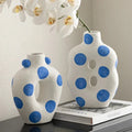 Blue Polka Dot Wonky Vase