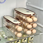 RollEgg Max | Automatic Egg Holder for the Refrigerator | Stackable Egg Organizer Made of Clear Plastic