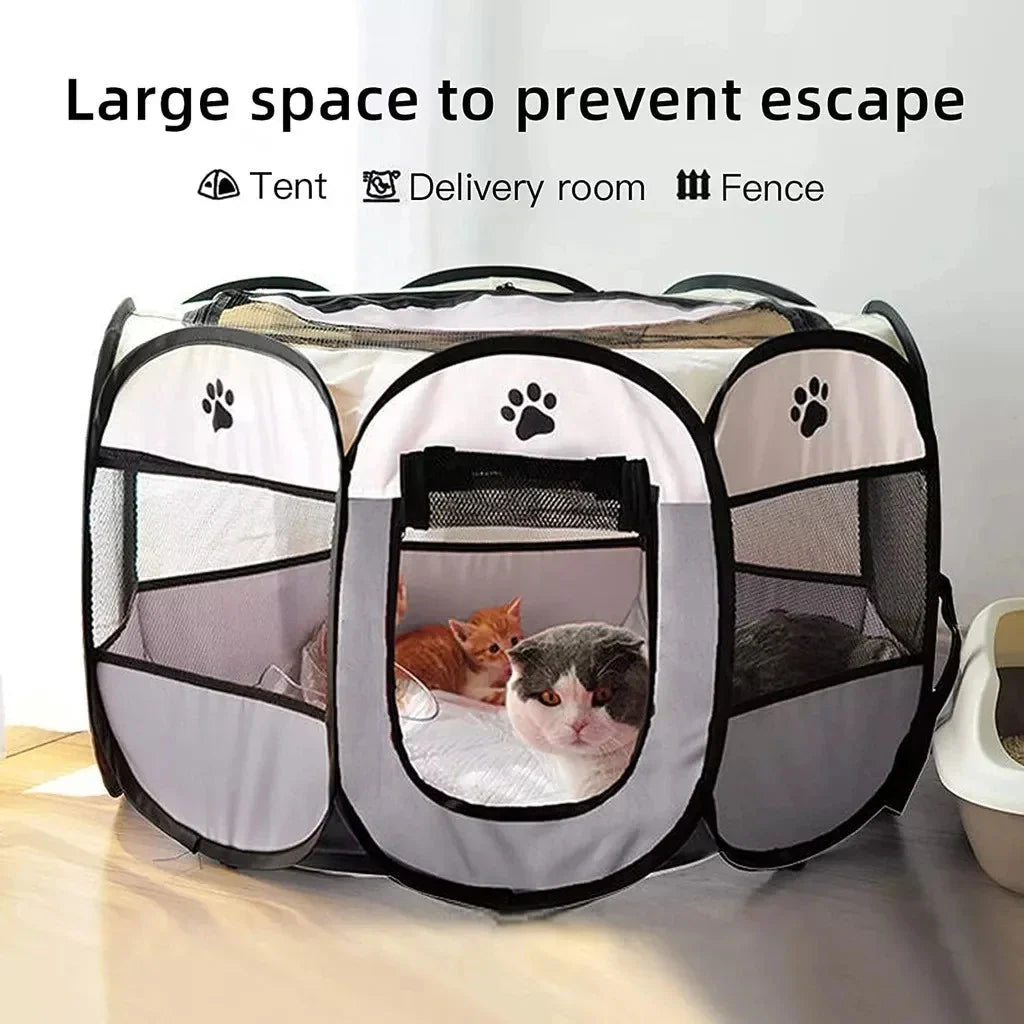 Pawvia Foldable Cat Tent | Portable Outdoor Enclosure for Cats & Small Dogs | Breathable & Washable | 72×72×45 cm