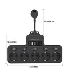 Voltaro Pro 9-in-1 | Power Strip EU | 5 AC Outlets + 4 USB (2× Type-C) | Individual Switch | 16A | Short Cable 10 cm