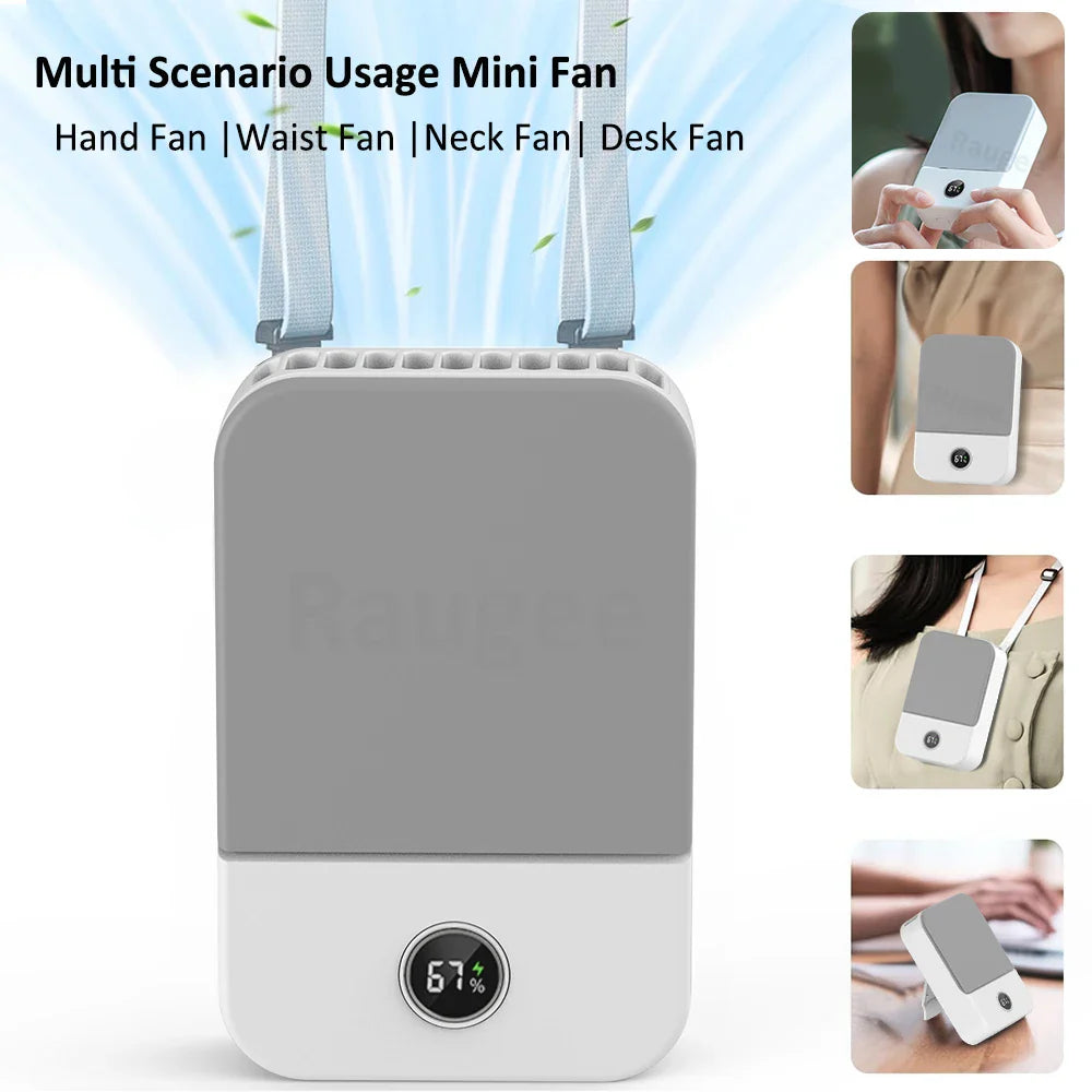 Ventixo AirGo Portable Mini Fan | 3-in-1 Neck & Waist Fan | 3 Speeds | Bladeless Design | USB-C Charging Function | 2000 mAh Battery