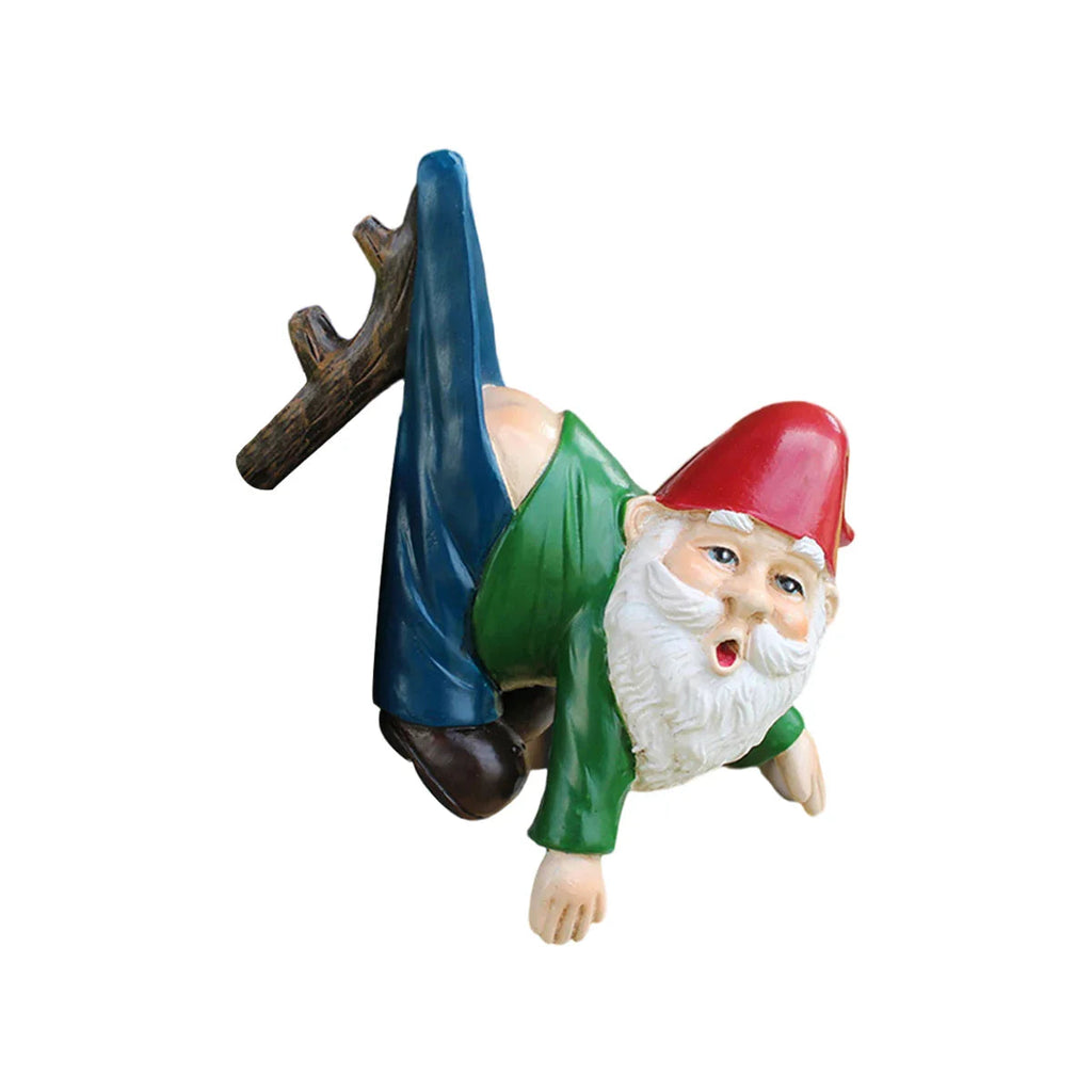 Funny Gnome Flower Pot Hanger made of Resin with Pants on a Branch