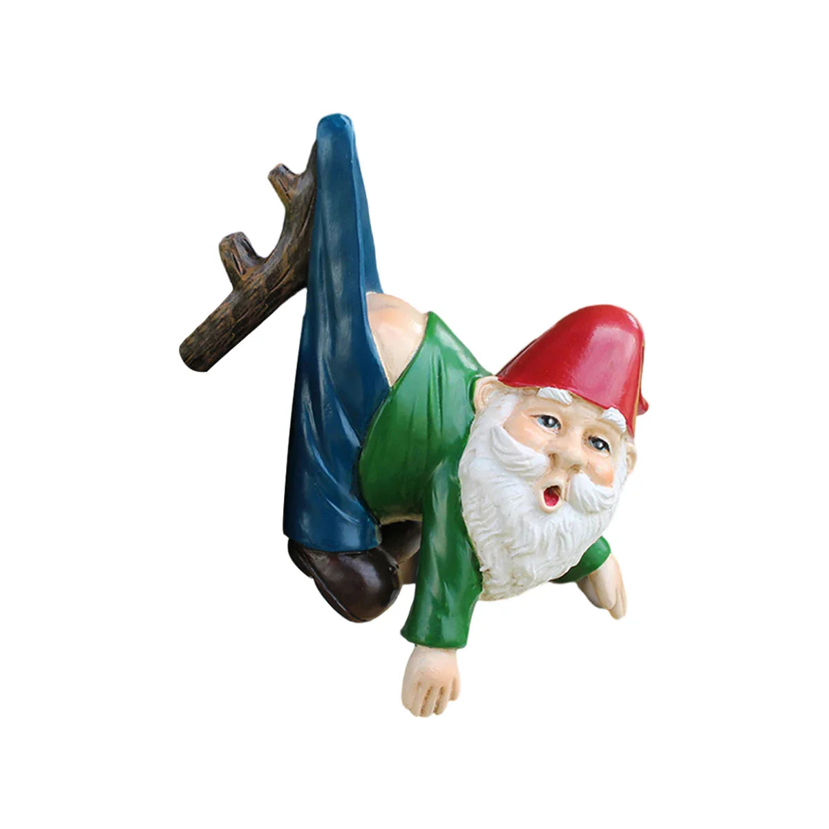 Funny Gnome Flower Pot Hanger made of Resin with Pants on a Branch