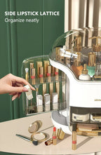 Luxury Transparent Makeup Organizer with Sliding Doors and Drawers