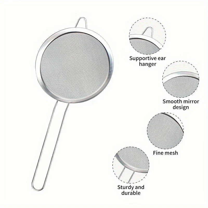 Stainless Steel Kitchen Sieve Set ProSift MeshLine | 3-piece | Fine sieve for flour, juice, soy milk & pasta | 8/10/14 cm diameter