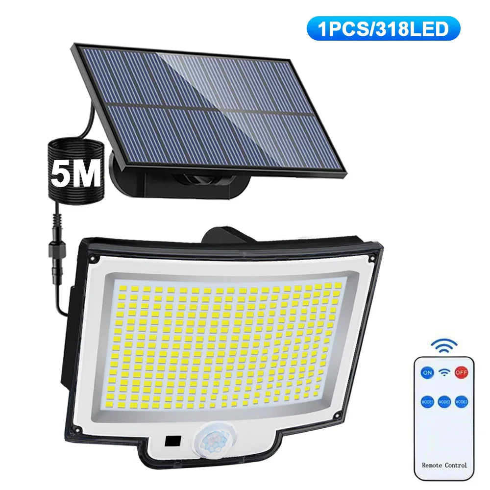 Solar Wall Light LumoGuard 318LED | Motion Sensor & 3 Lighting Modes | IP65 Waterproof for Garden, Terrace & Fence