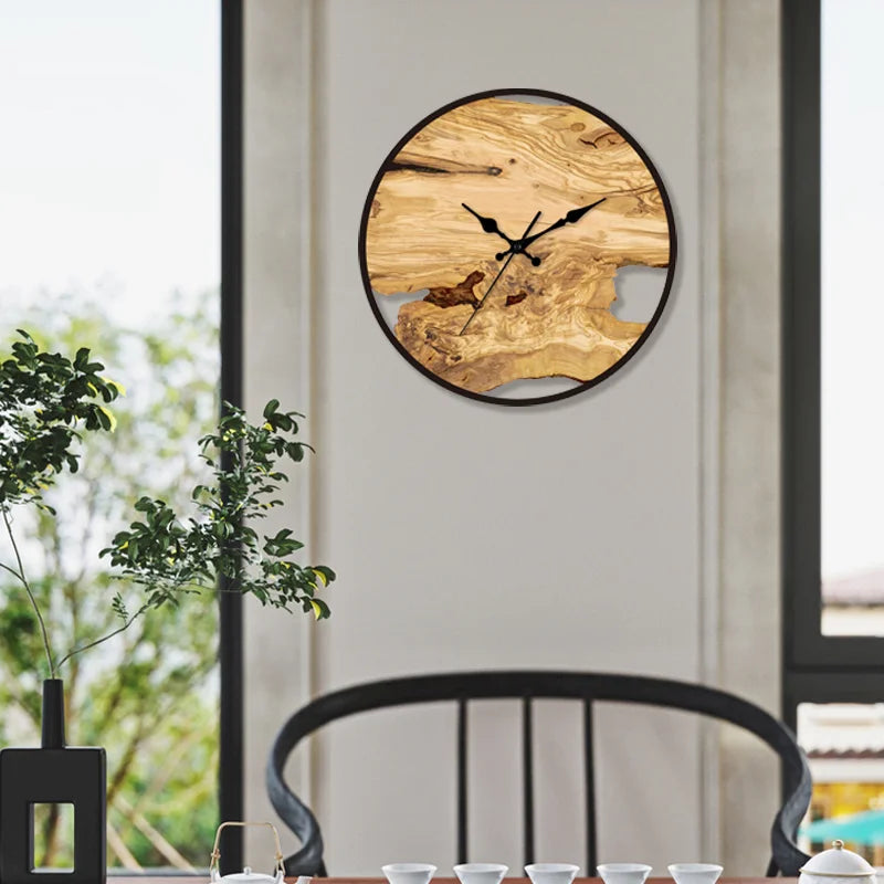 Silent wall clock made of acrylic and wood