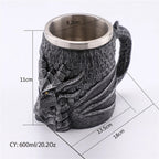 Medieval Dragon Resin Stainless Steel Mug as Coffee Mug or Tea Mug