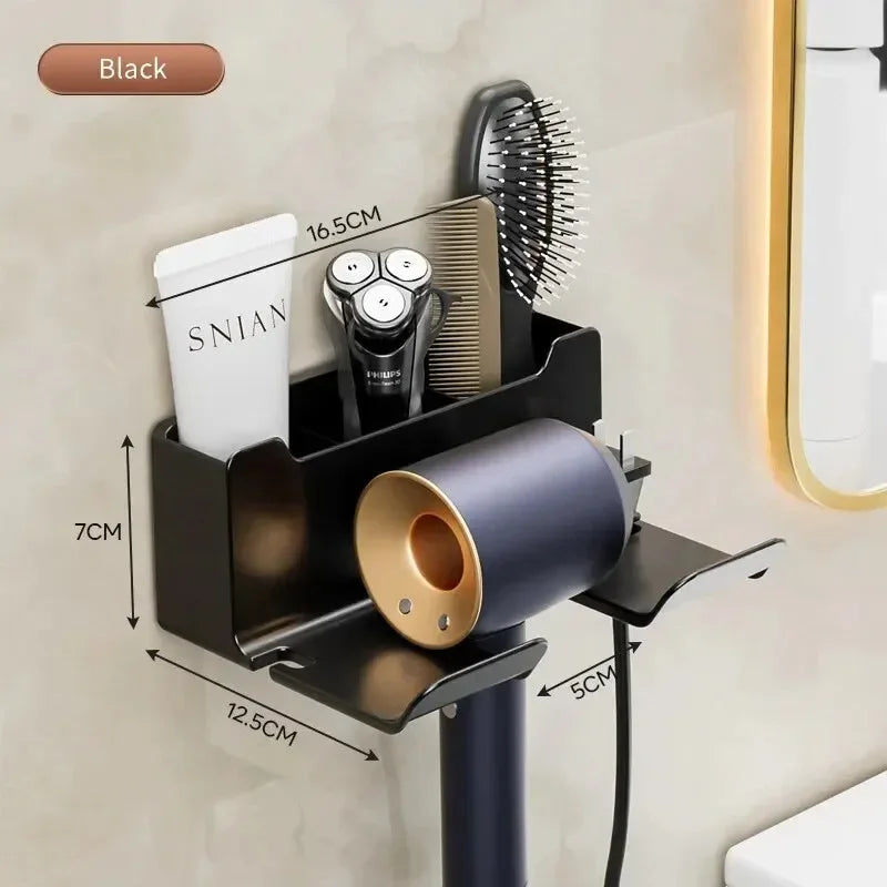 Multifunctional Hair Dryer Holder – Wall Mount | No Drilling | ABS Plastic