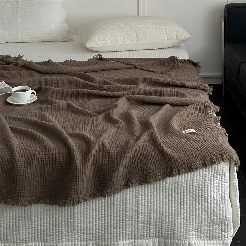 Solid color cotton sofa blanket