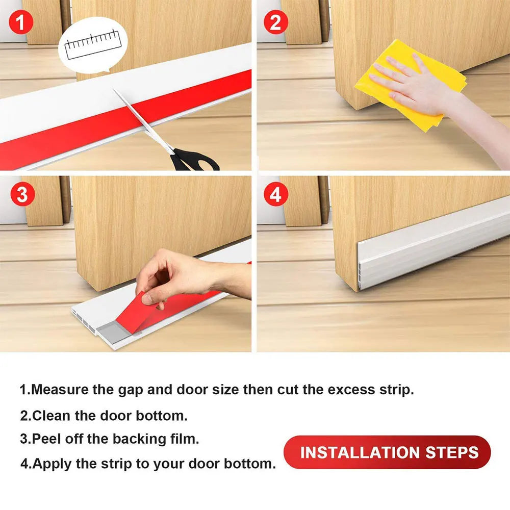 SilentSeal door draft stopper under door seal | Cold, noise & draft protection | Self-adhesive door bottom seal interior & exterior