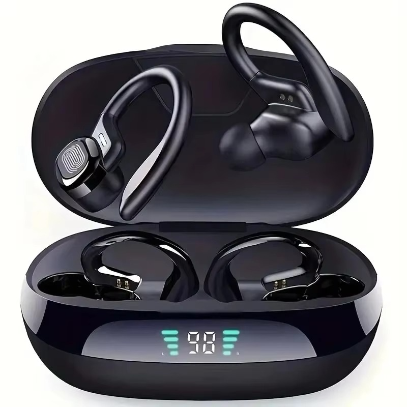 SP16 True Wireless Earbuds with Ear Hooks, Waterproof Sports Headphones with Mic and HiFi Stereo Sound