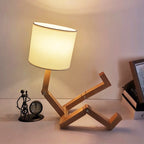Robot Form Wood Table Lamp