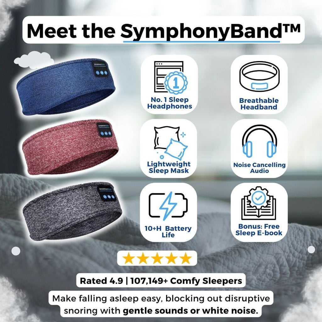SymphonyBand Sleepband with Wireless Headphones – Comfortable Sleeping & Relaxing
