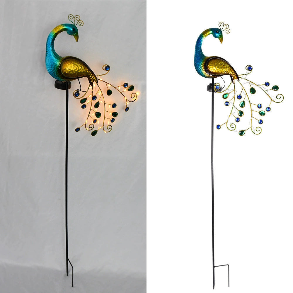 Solar Peacock Garden Light, Iron Art Yard Decoration