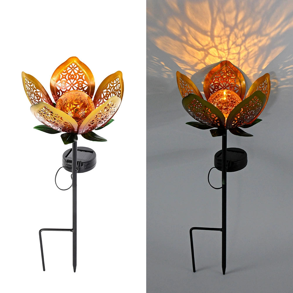 Solar Lawn Lamp, Glass Ball Lotus Lamp, Outdoor Waterproof Garden Atmosphere Light