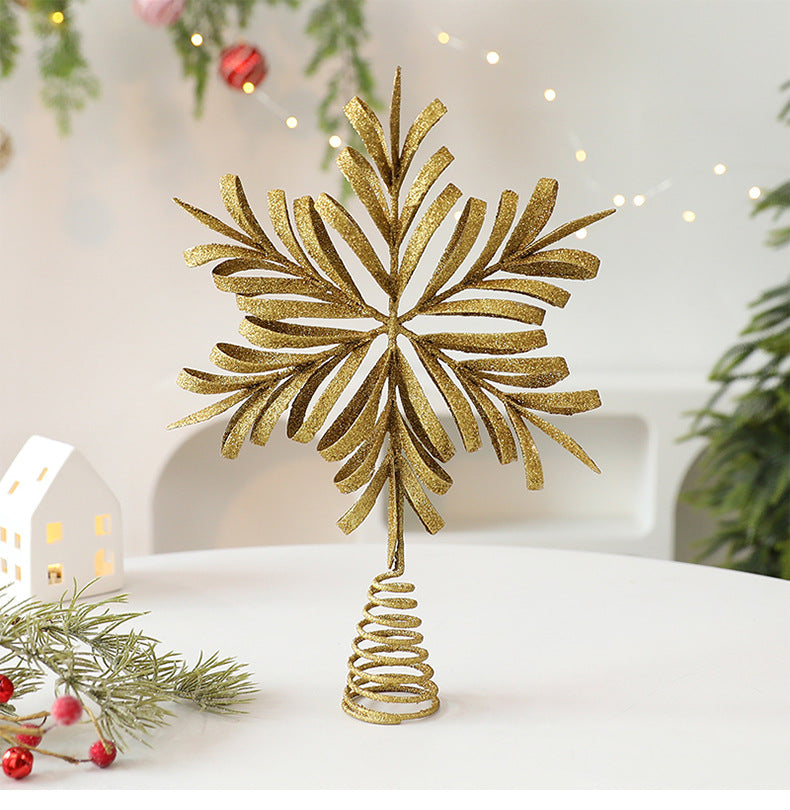 Iron Art Hollow Snowflake Christmas Tree Topper Star Ornament