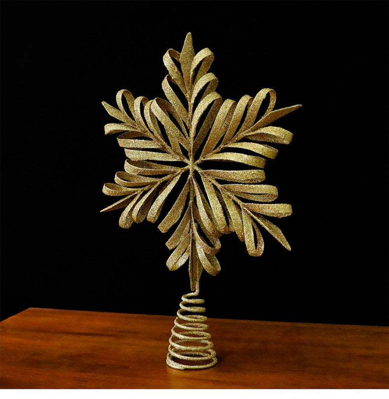 Iron Art Hollow Snowflake Christmas Tree Topper Star Ornament