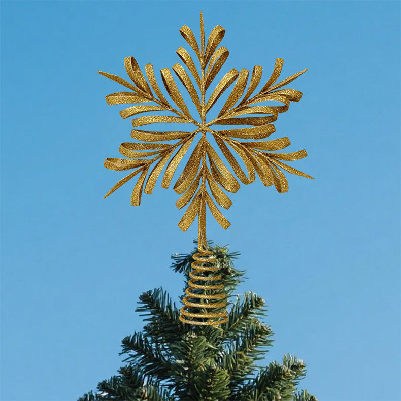 Iron Art Hollow Snowflake Christmas Tree Topper Star Ornament