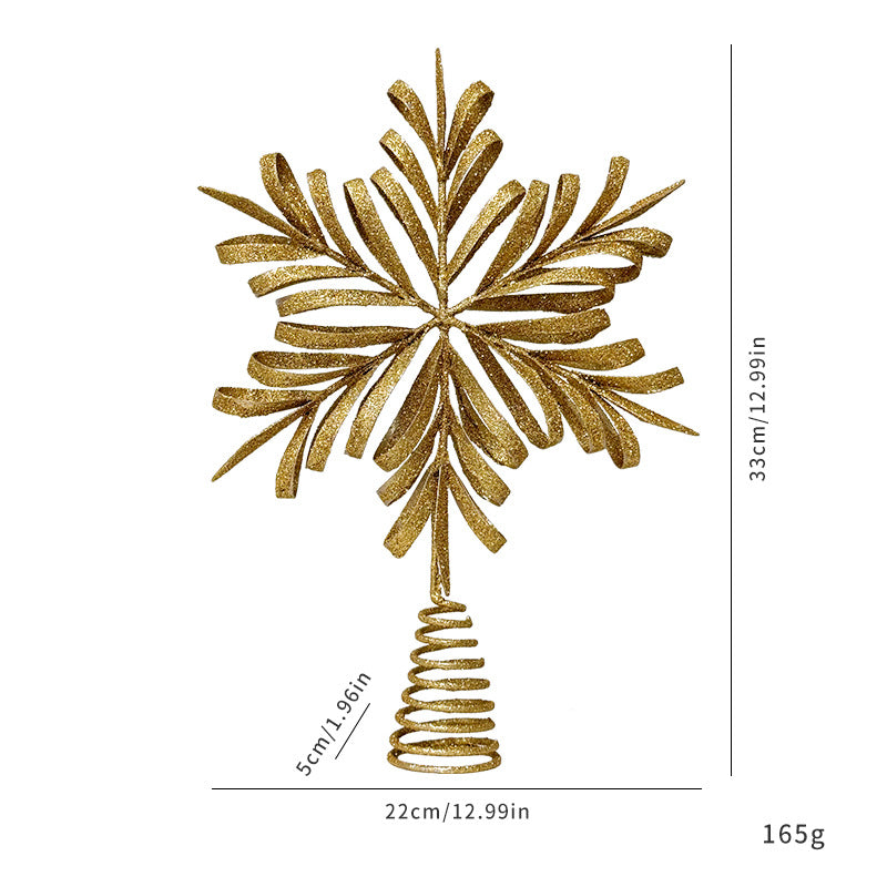 Iron Art Hollow Snowflake Christmas Tree Topper Star Ornament