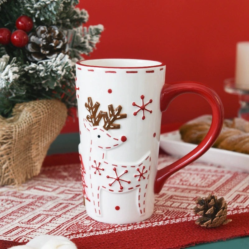 Large Relief Underglaze Santa Ceramic Mug