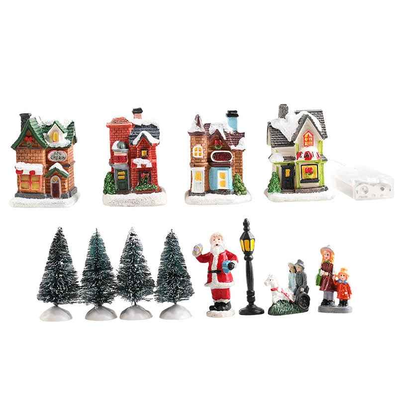 Miniature Luminous Resin Christmas House Set