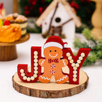 Wooden Gingerbread Gnome JOY Christmas Ornament