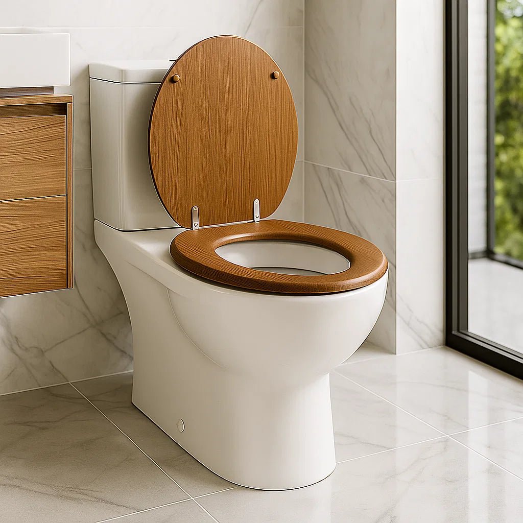 Elegant plywood toilet seat with soft-close function
