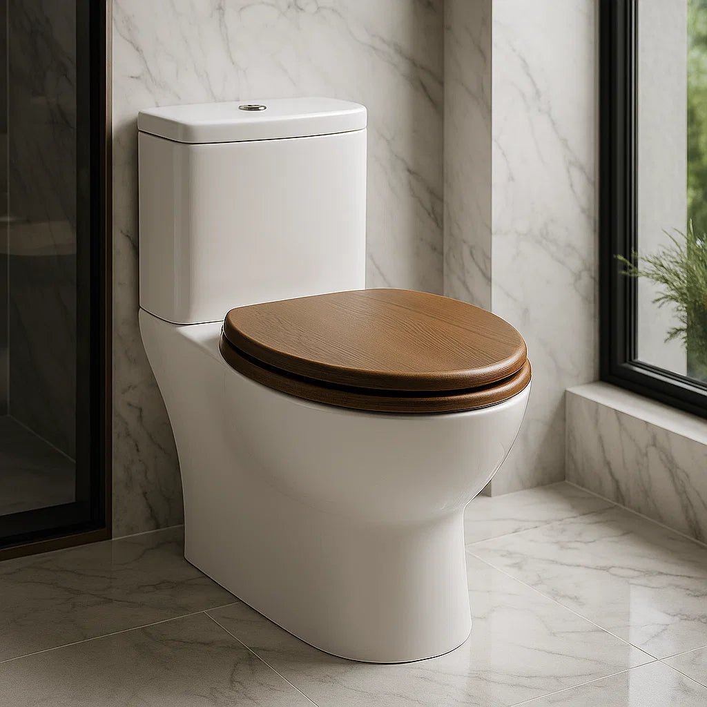 Elegant plywood toilet seat with soft-close function