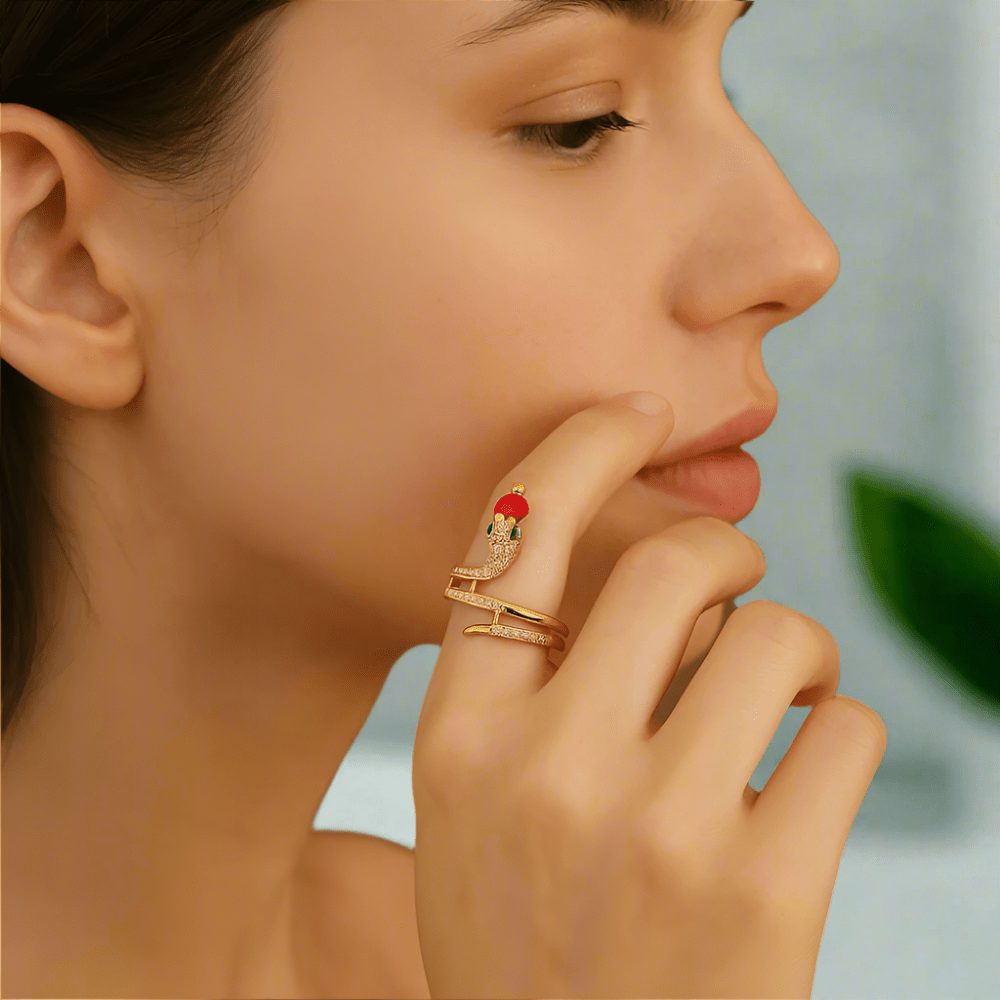 Stainless Steel Snake Ring with Zirconia as a Symbol of Transformation
