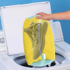 Washing machine bag with bristles for clean & shape-stable shoes