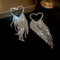 Faux-Diamond-Studded Metal Long Tassel Earrings for Women
