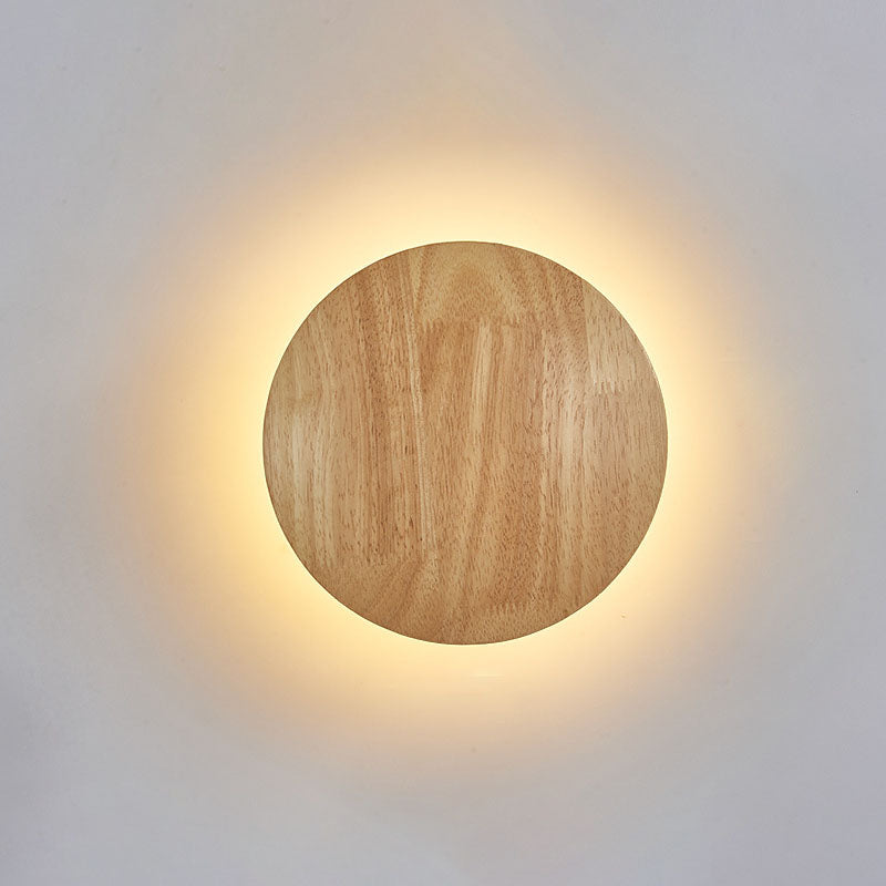 Modern Minimalist Round Irregular Oval Wood LED Wall Light Lamp for Living Room