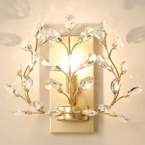 Luminis Wall Light | Luxury Crystal Design | Leaf Motif | 1-Bulb & Modern