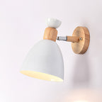 Modern Minimalistic Round Horn Aluminum Wood 1-Light Wall Lamp for Bedroom