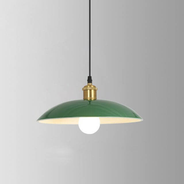 RetroDome Industrial Vintage Pendant Light | Green Iron Dome Design | Single Light | Rustic Ceiling Lighting