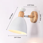 Modern Minimalistic Round Horn Aluminum Wood 1-Light Wall Lamp for Bedroom