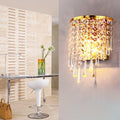 Modern Luxury Semi-Round Octagonal Pearl Stainless Steel Crystal 1-Light Wall Sconce Lamp for Living Room