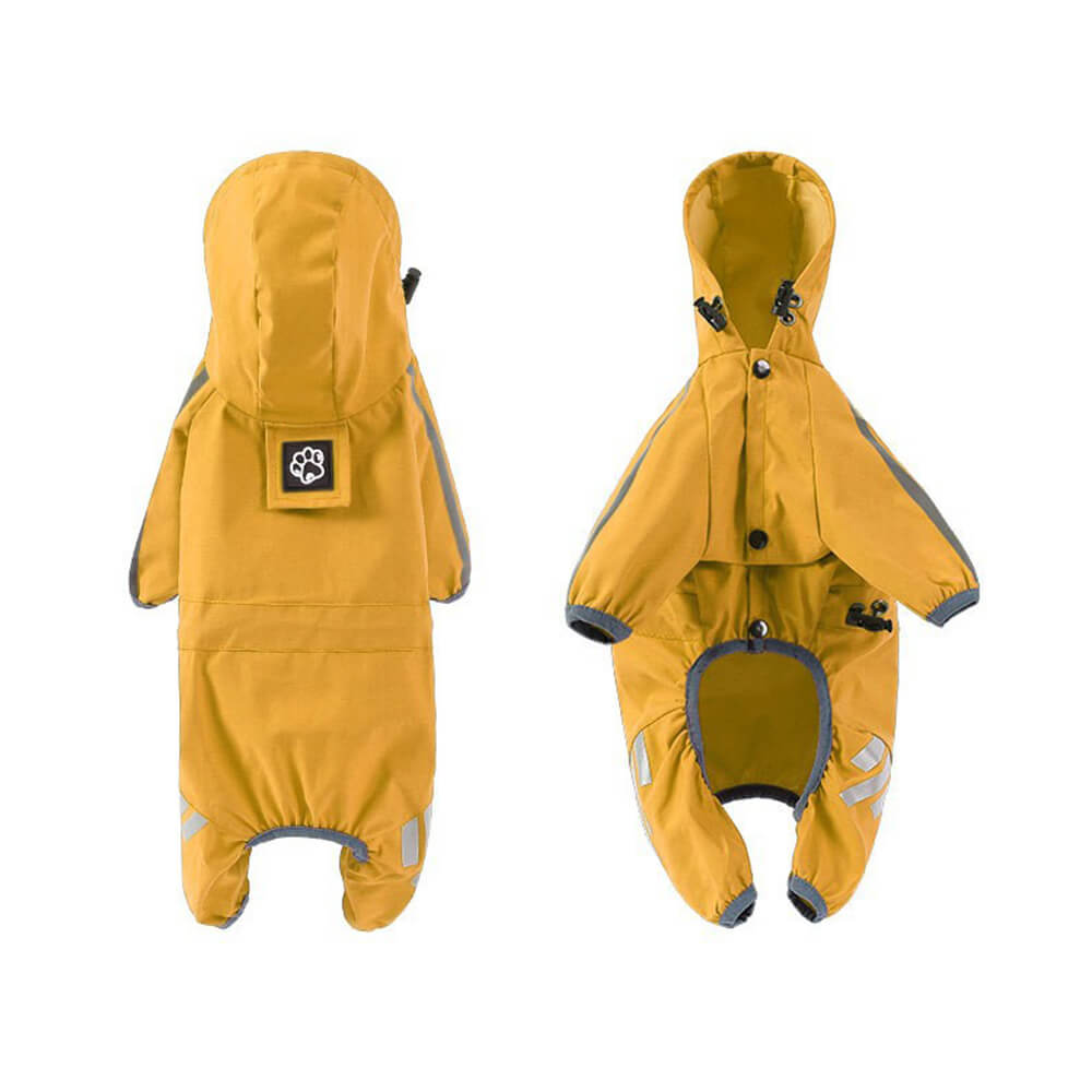 Stylish waterproof adjustable reflective stripe dog rain jacket with hood