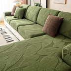 Modern Leaf Jacquard Waterproof Anti-Scratch Stretch Full Cover Sofa Cover
